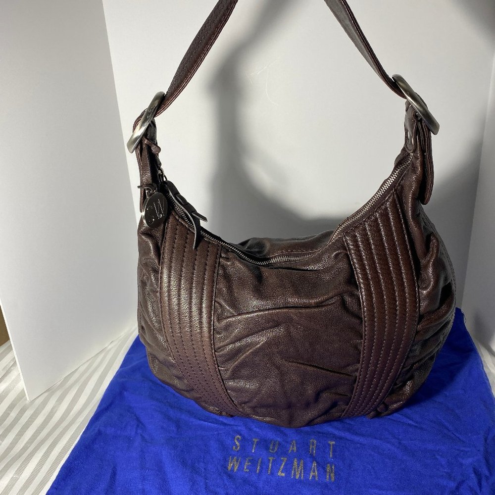 Stuart Weitzman Leather Bag with Swarovski Crystal SW bag charm & Dust Bag